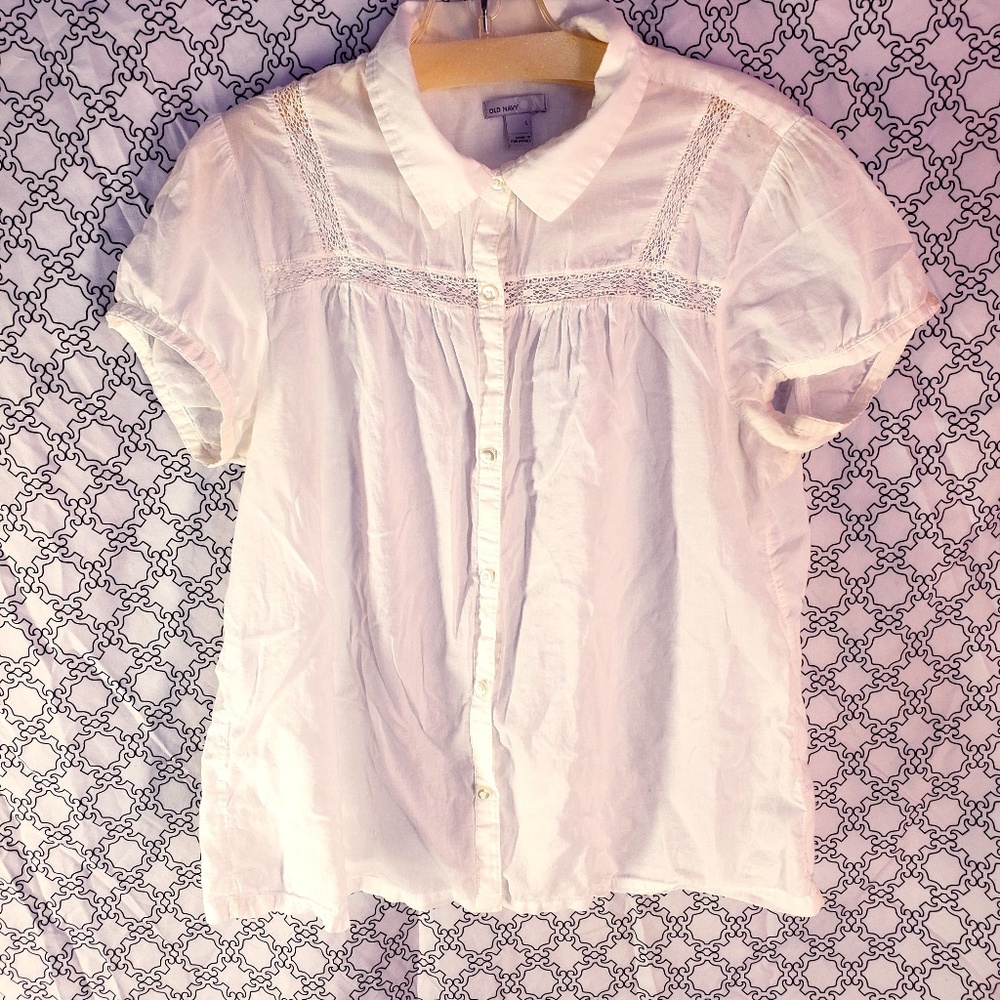 👑Ladies Cream Short Sleeve Top